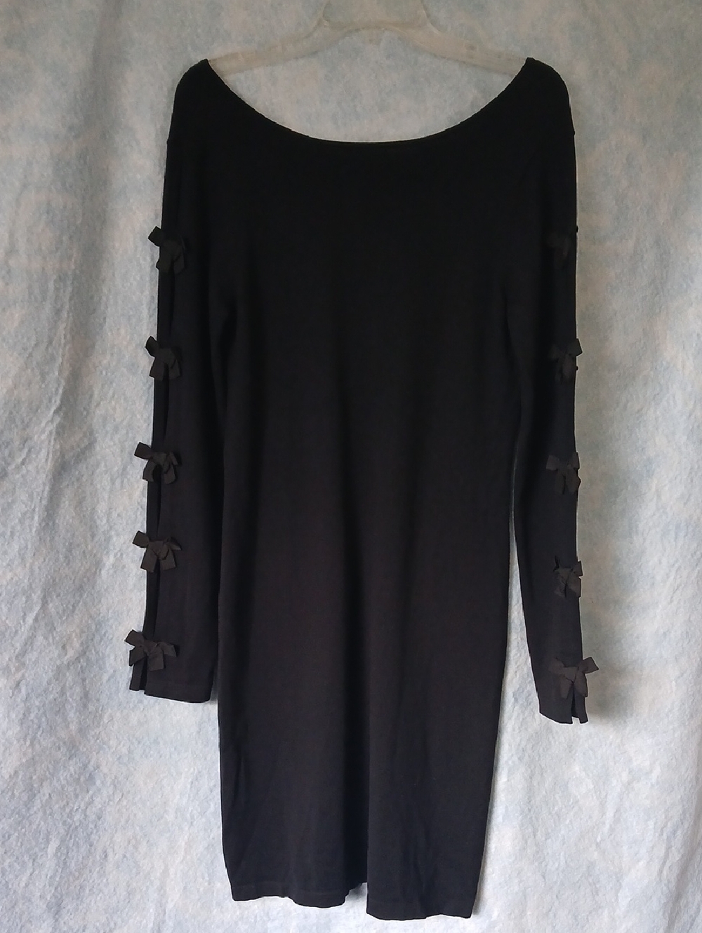 NWT Lilly Pulitzer Black XL Long Sleeves Edina Sweater Dress Bow Trim Womens SZM